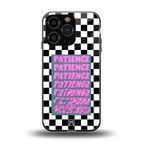 patience checkered back phone cover | glass case for iphone 16 pro