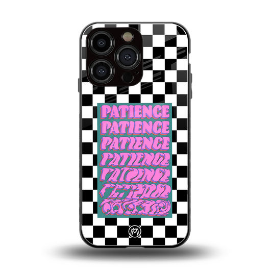 patience checkered back phone cover | glass case for iphone 16 pro