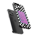 patience checkered back phone cover | glass case for iphone 16 pro