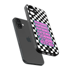 patience checkered back phone cover | glass case for iphone 16