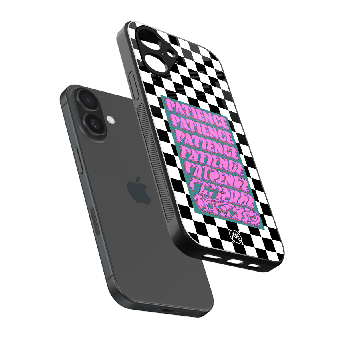 patience checkered back phone cover | glass case for iphone 16