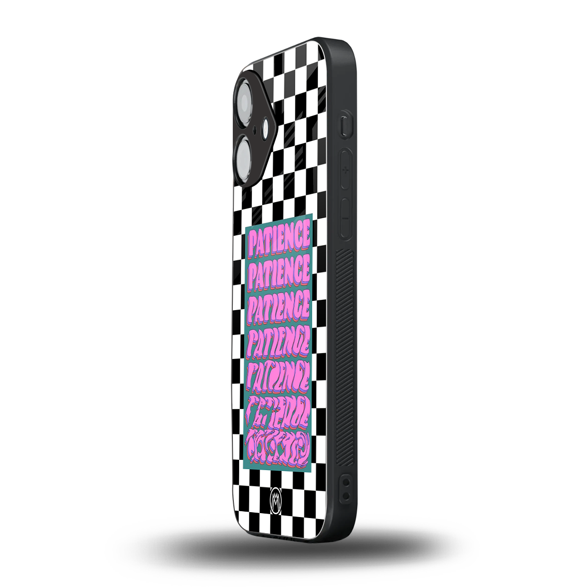 patience checkered back phone cover | glass case for iphone 16