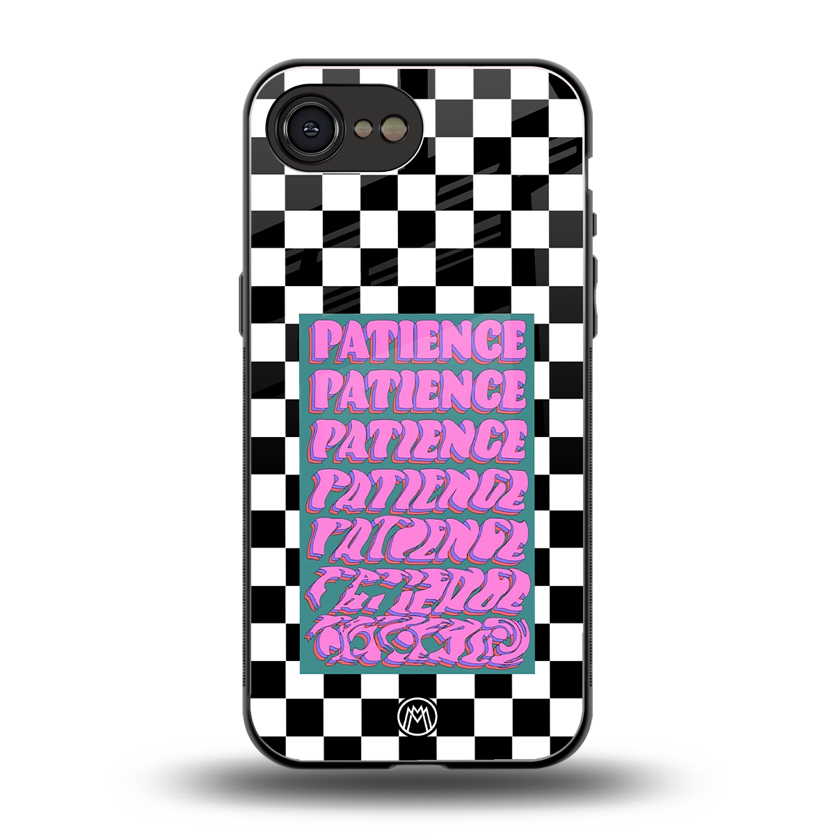 patience checkered back phone cover | glass case for iphone 16e