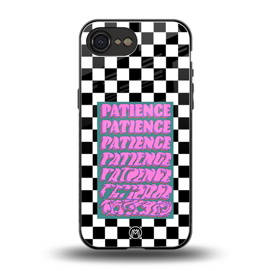 patience checkered back phone cover | glass case for iphone 16e