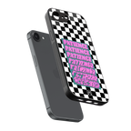 patience checkered back phone cover | glass case for iphone 16e