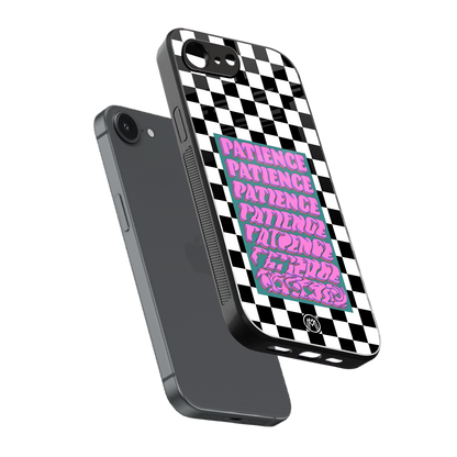 patience checkered back phone cover | glass case for iphone 16e