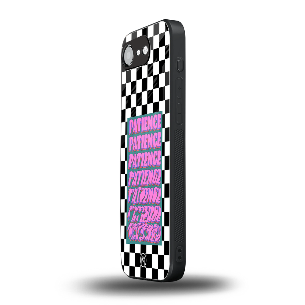 patience checkered back phone cover | glass case for iphone 16e