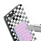 patience checkered back phone cover | glass case for iphone 16e