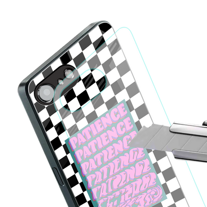 patience checkered back phone cover | glass case for iphone 16e