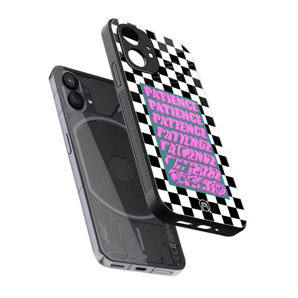 patience checkered back phone cover | glass case for nothing phone 1