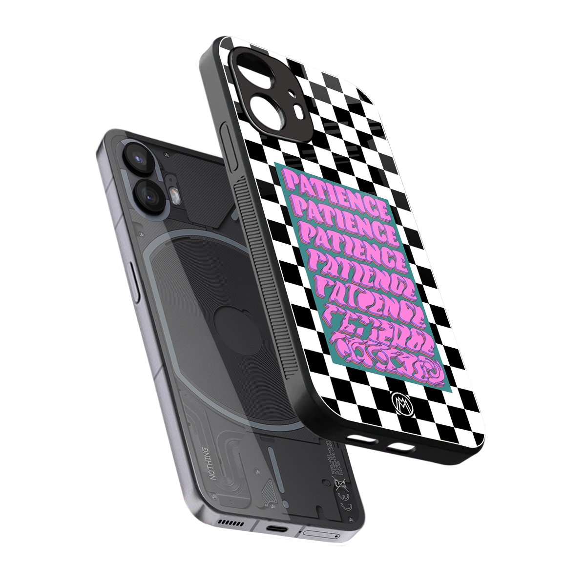 patience checkered back phone cover | glass case for nothing phone 2