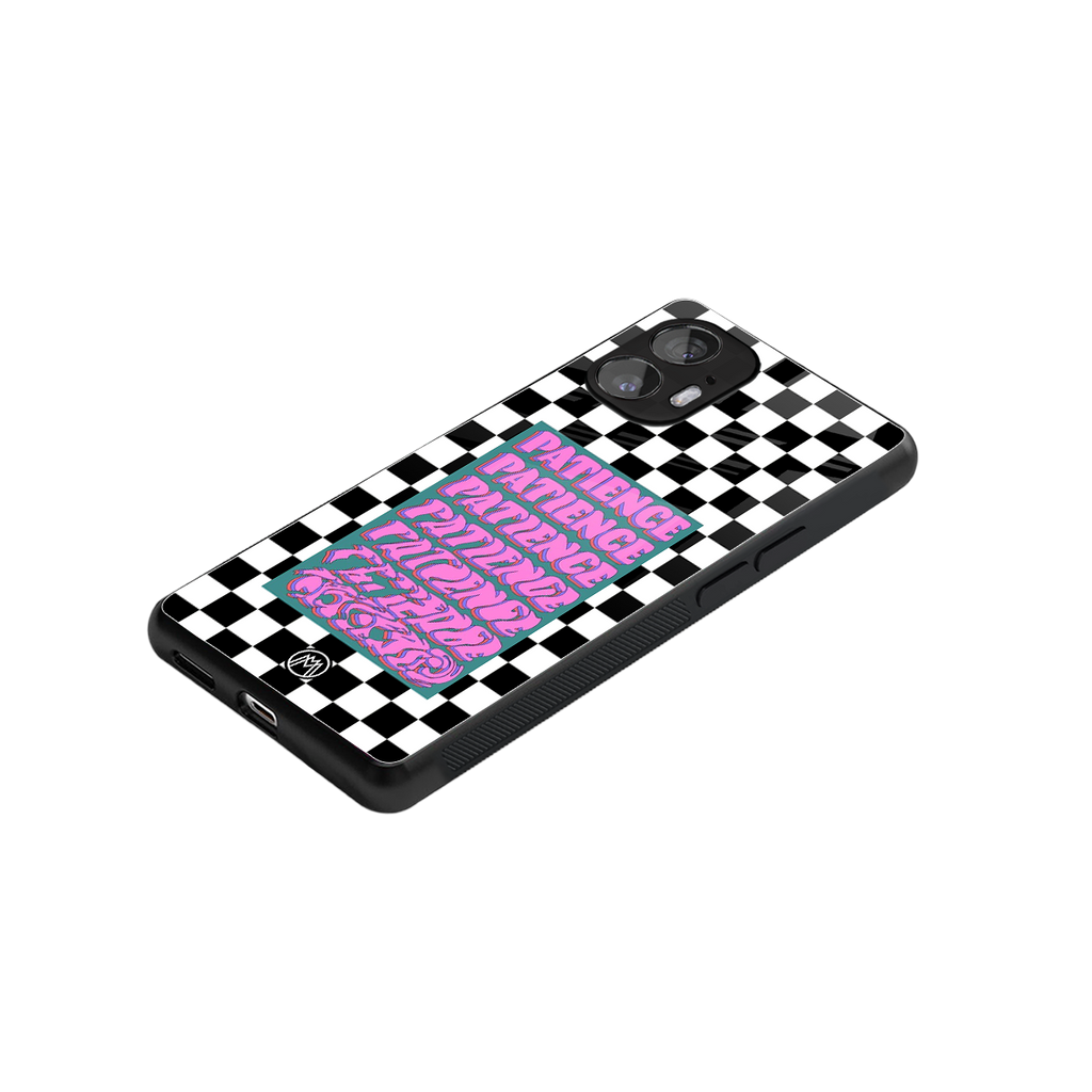 patience checkered back phone cover | glass case for nothing phone 2