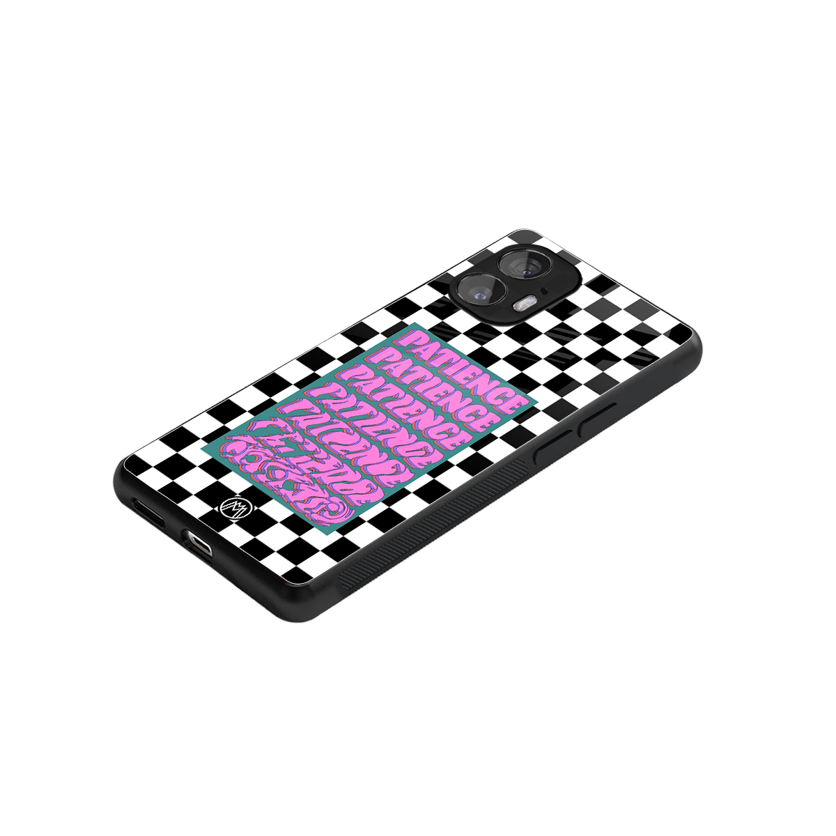 patience checkered back phone cover | glass case for nothing phone 2