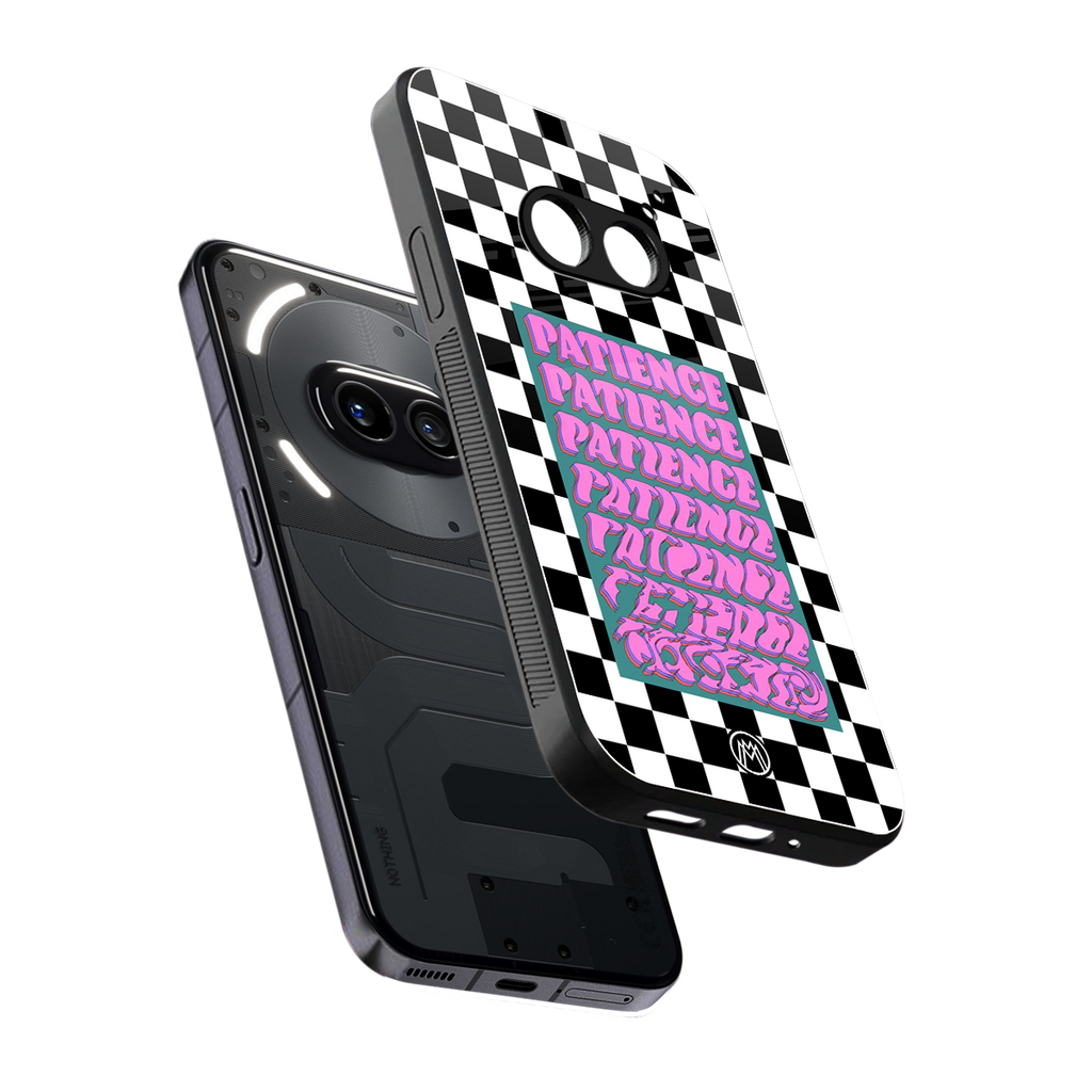 patience checkered back phone cover | glass case for nothing phone 2a