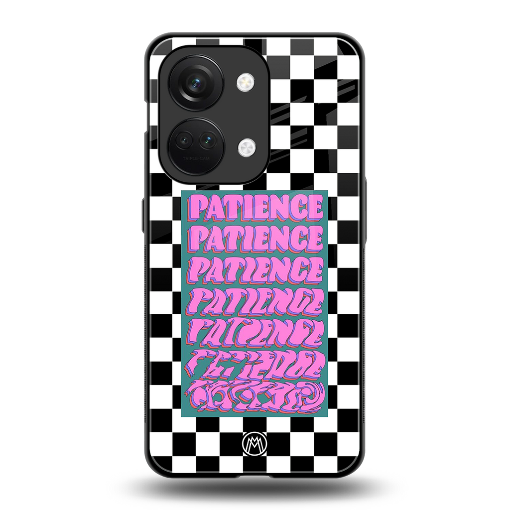 patience checkered back phone cover | glass case for oneplus nord 3