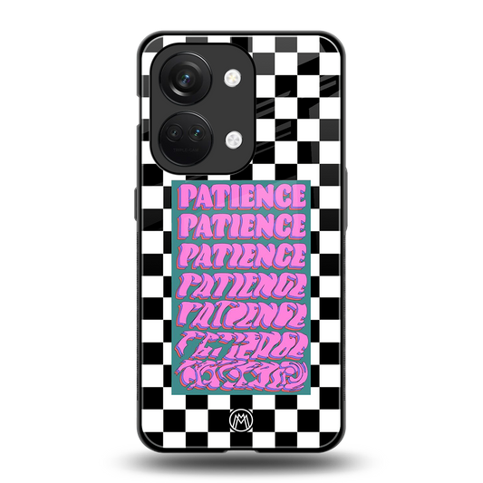 patience checkered back phone cover | glass case for oneplus nord 3