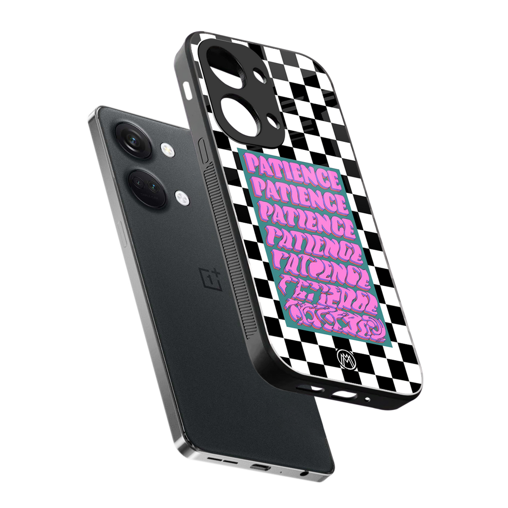patience checkered back phone cover | glass case for oneplus nord 3