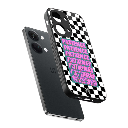 patience checkered back phone cover | glass case for oneplus nord 3