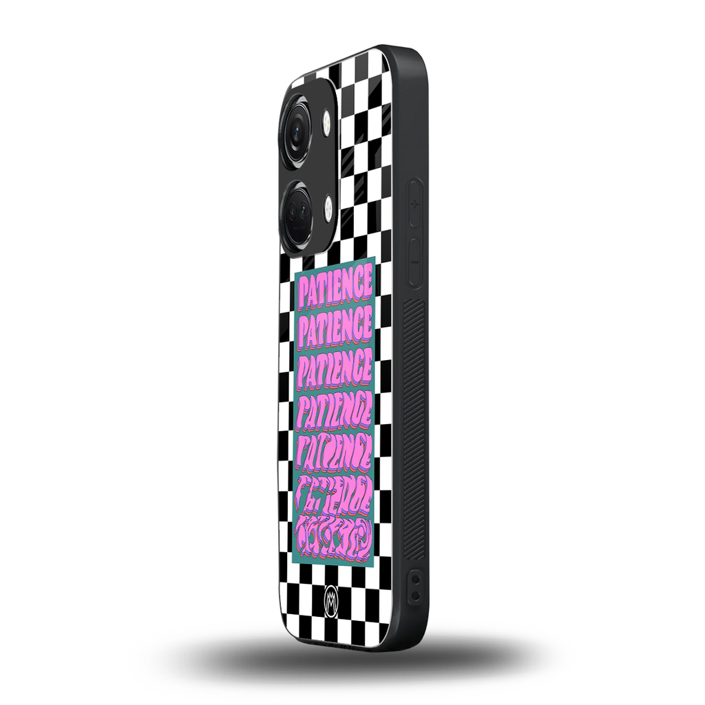 patience checkered back phone cover | glass case for oneplus nord 3