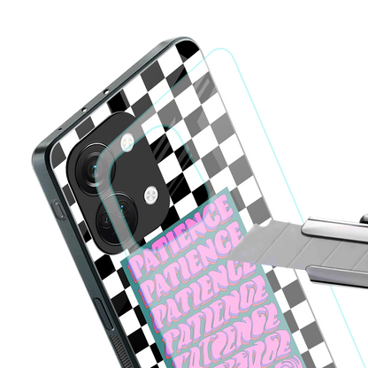 patience checkered back phone cover | glass case for oneplus nord 3