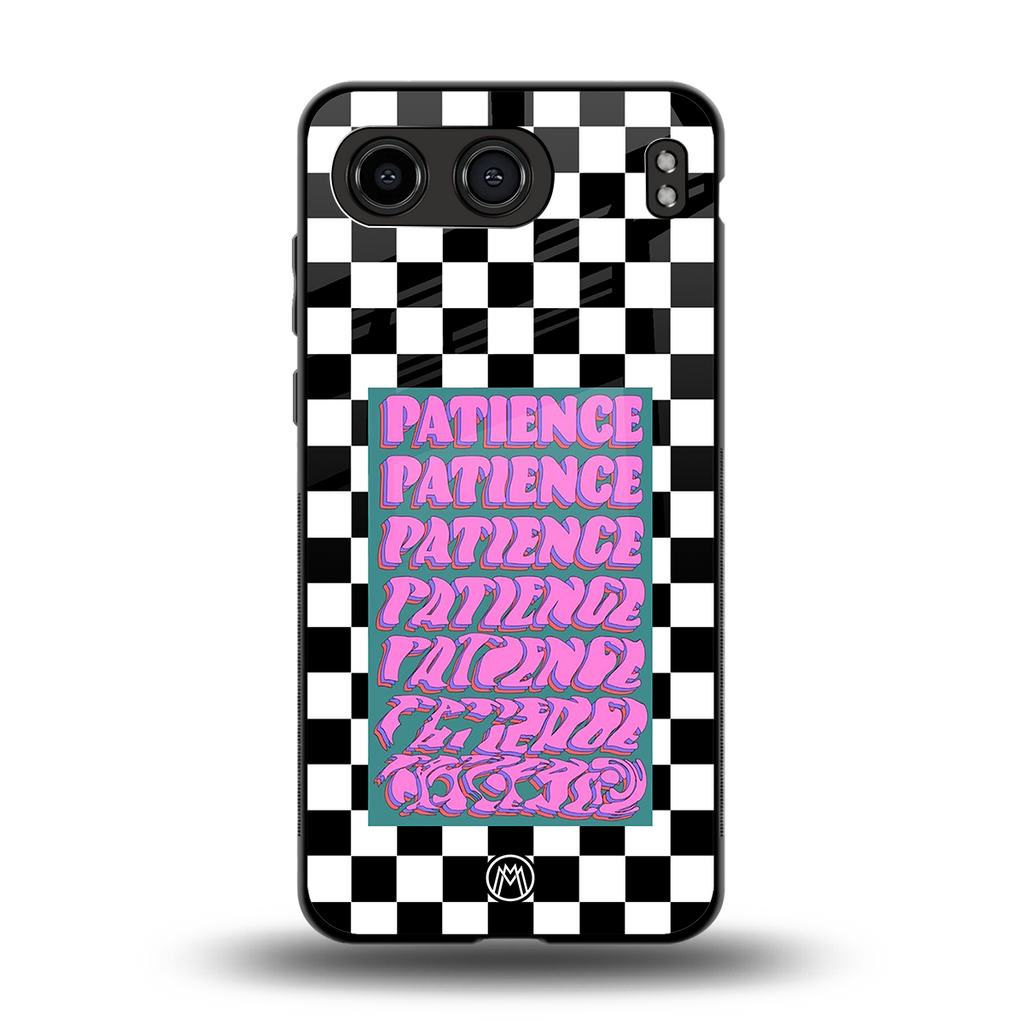 patience checkered back phone cover | glass case for oneplus nord 4