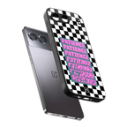 patience checkered back phone cover | glass case for oneplus nord 4