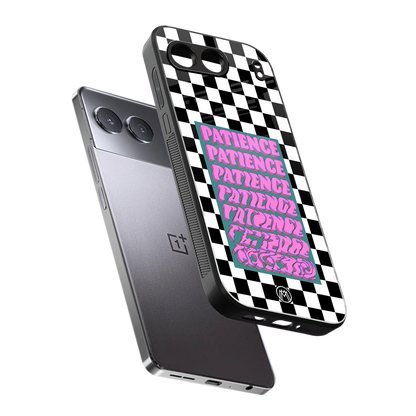 patience checkered back phone cover | glass case for oneplus nord 4