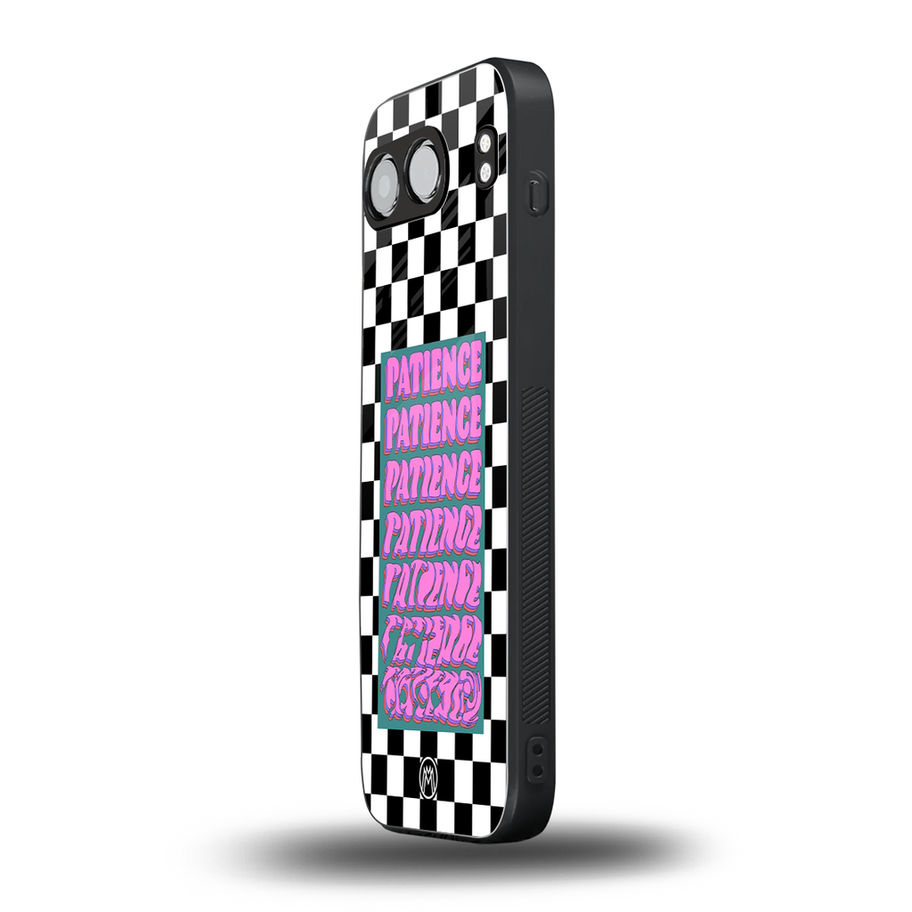 patience checkered back phone cover | glass case for oneplus nord 4