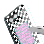 patience checkered back phone cover | glass case for oneplus nord 4