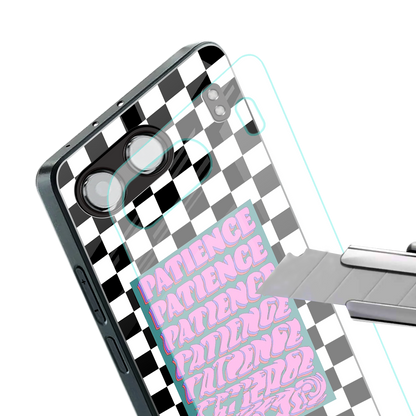patience checkered back phone cover | glass case for oneplus nord 4