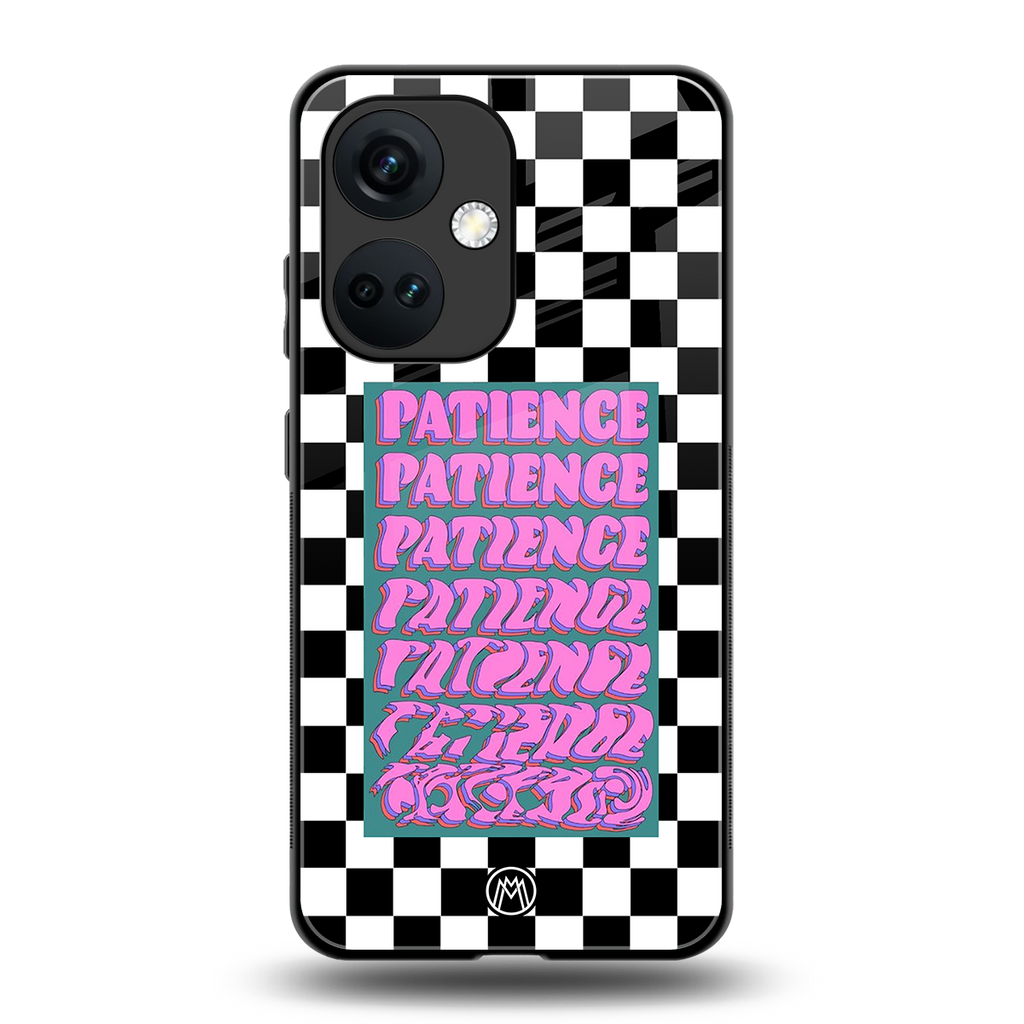 patience checkered back phone cover | glass case for oneplus nord ce 3