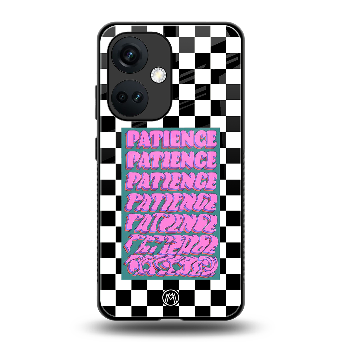 patience checkered back phone cover | glass case for oneplus nord ce 3