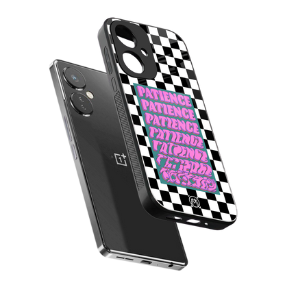 patience checkered back phone cover | glass case for oneplus nord ce 3
