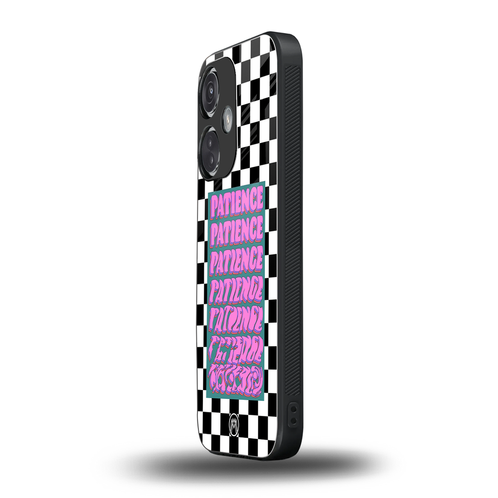 patience checkered back phone cover | glass case for oneplus nord ce 3
