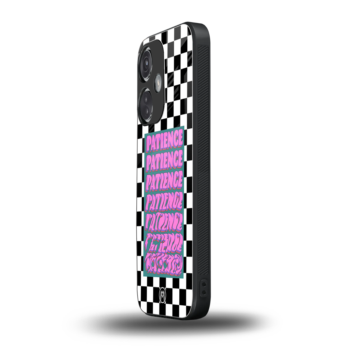 patience checkered back phone cover | glass case for oneplus nord ce 3