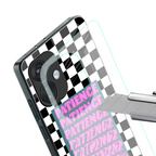 patience checkered back phone cover | glass case for oneplus nord ce 3
