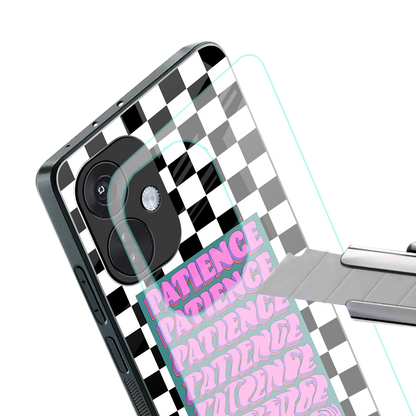 patience checkered back phone cover | glass case for oneplus nord ce 3