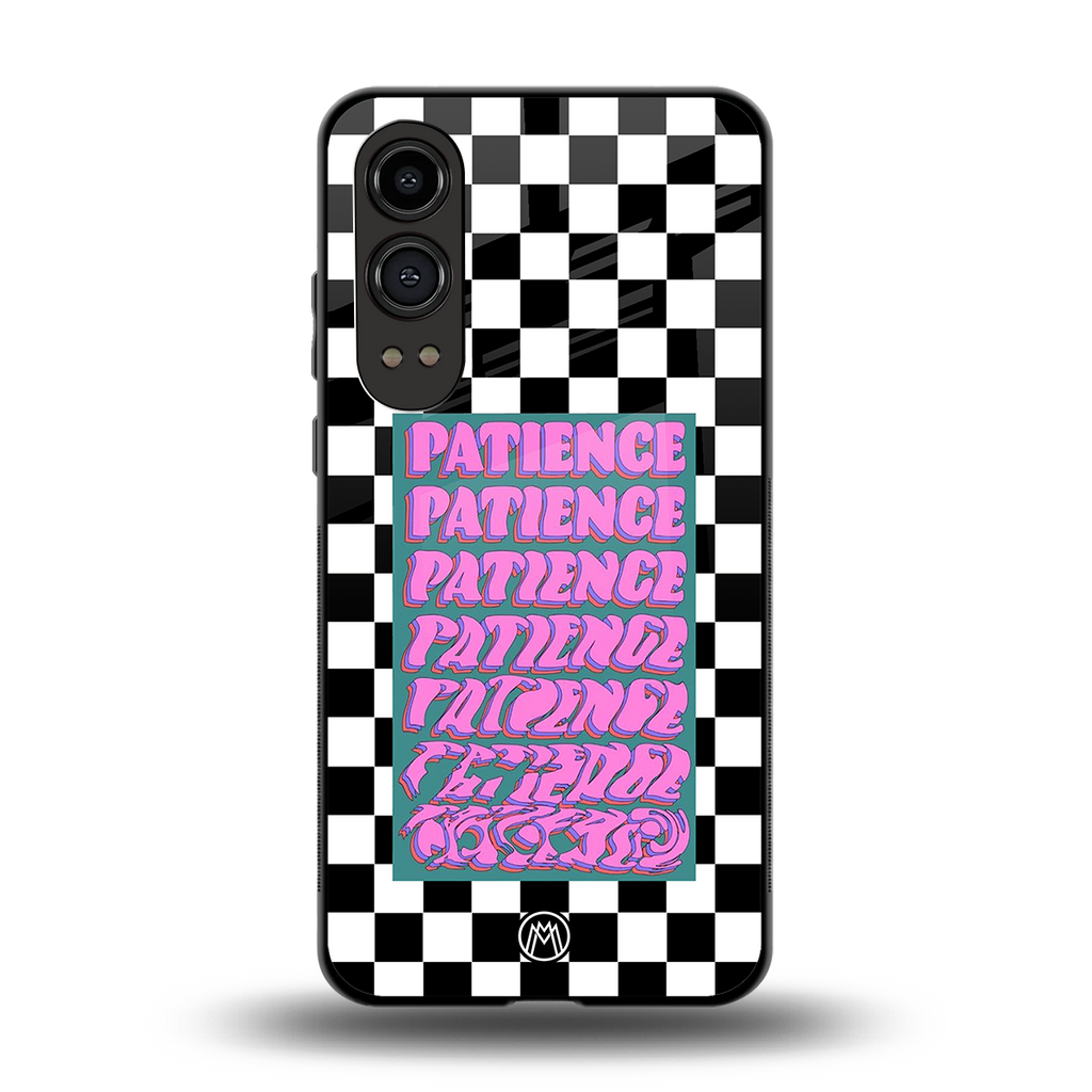 patience checkered back phone cover | glass case for oneplus nord ce 4 lite