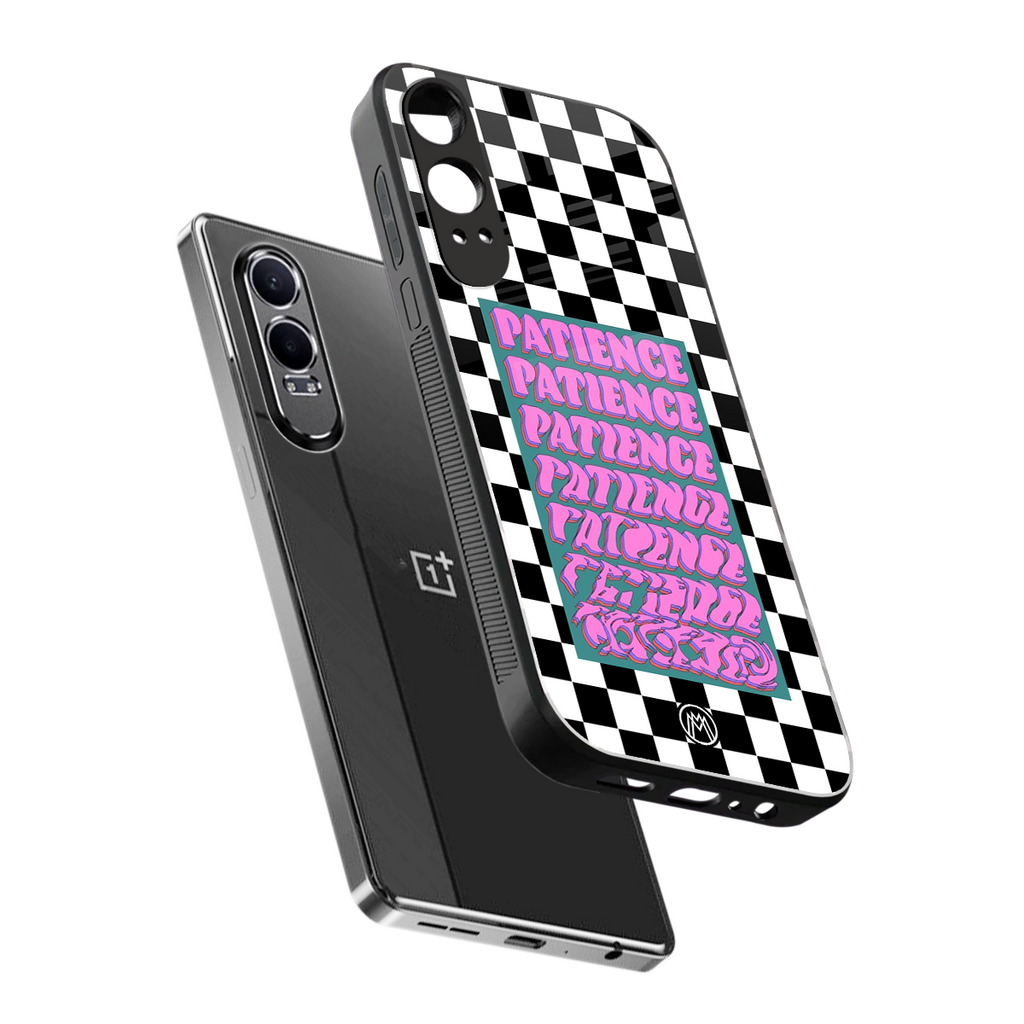 patience checkered back phone cover | glass case for oneplus nord ce 4 lite