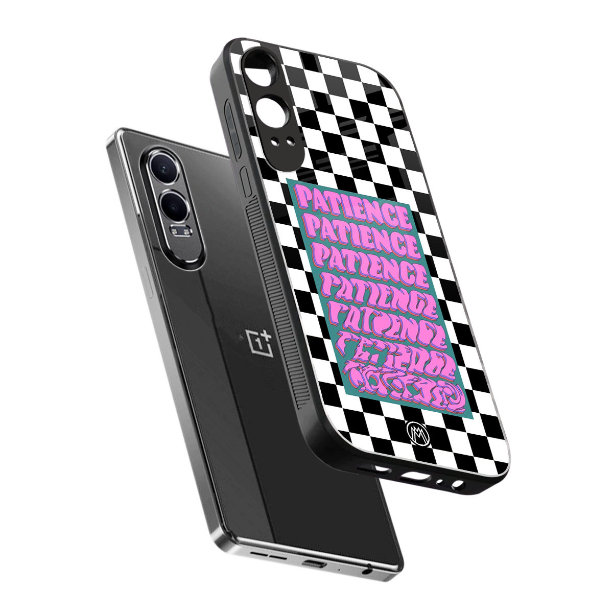 patience checkered back phone cover | glass case for oneplus nord ce 4 lite
