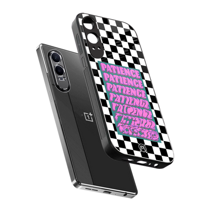 patience checkered back phone cover | glass case for oneplus nord ce 4 lite