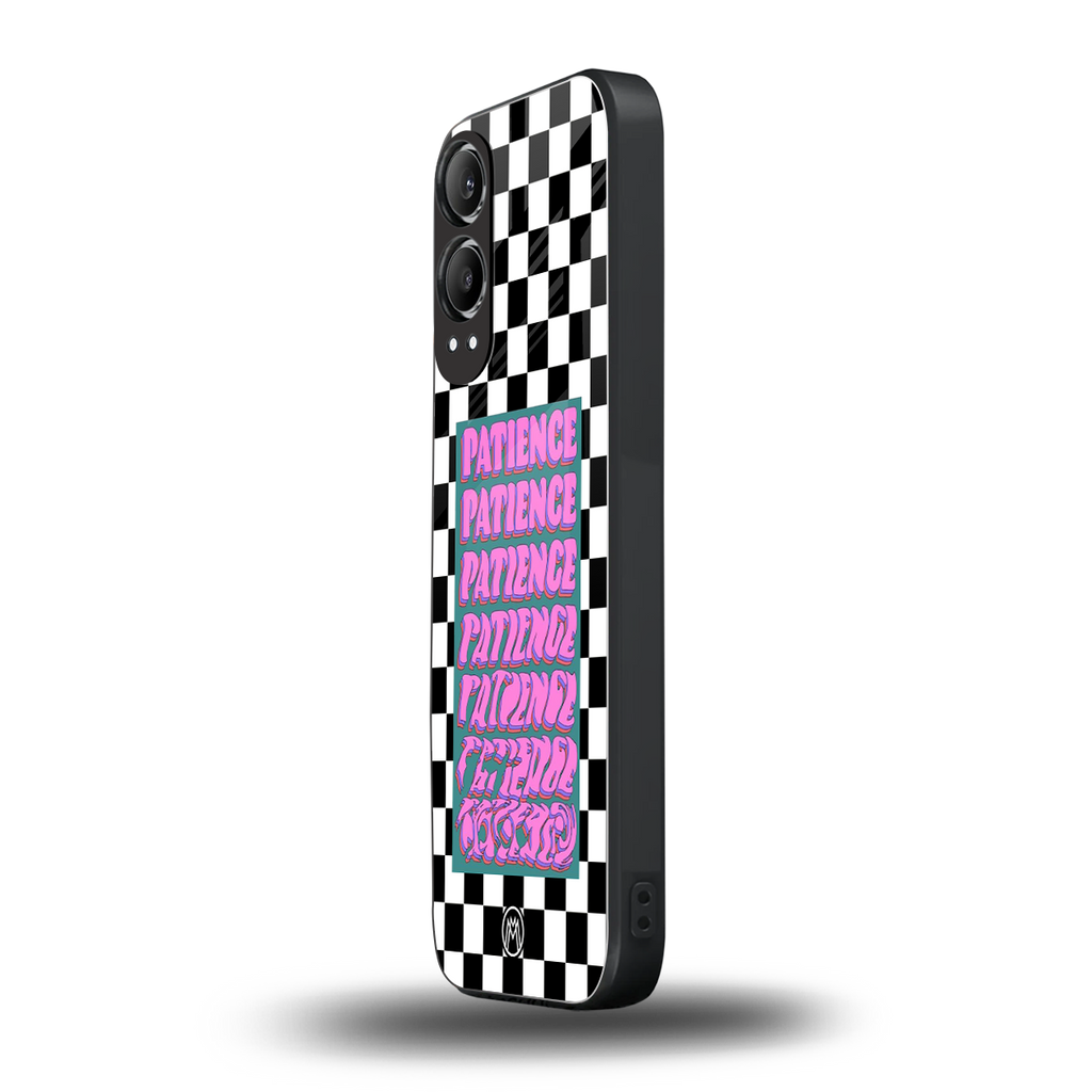 patience checkered back phone cover | glass case for oneplus nord ce 4 lite