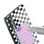 patience checkered back phone cover | glass case for oneplus nord ce 4 lite