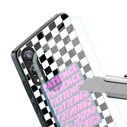 patience checkered back phone cover | glass case for oneplus nord ce 4 lite