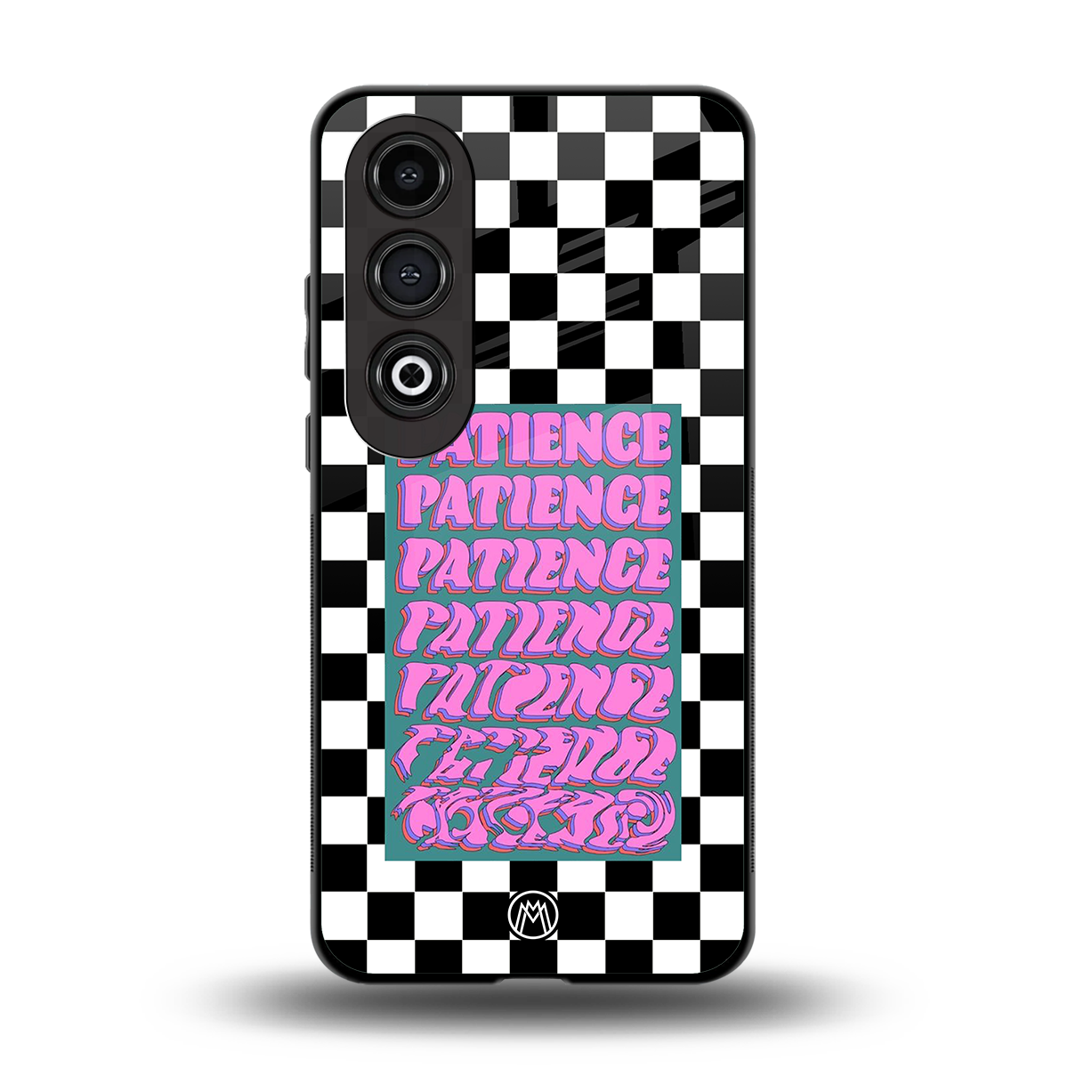 patience checkered back phone cover | glass case for oneplus nord ce 4