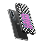 patience checkered back phone cover | glass case for oneplus nord ce 4