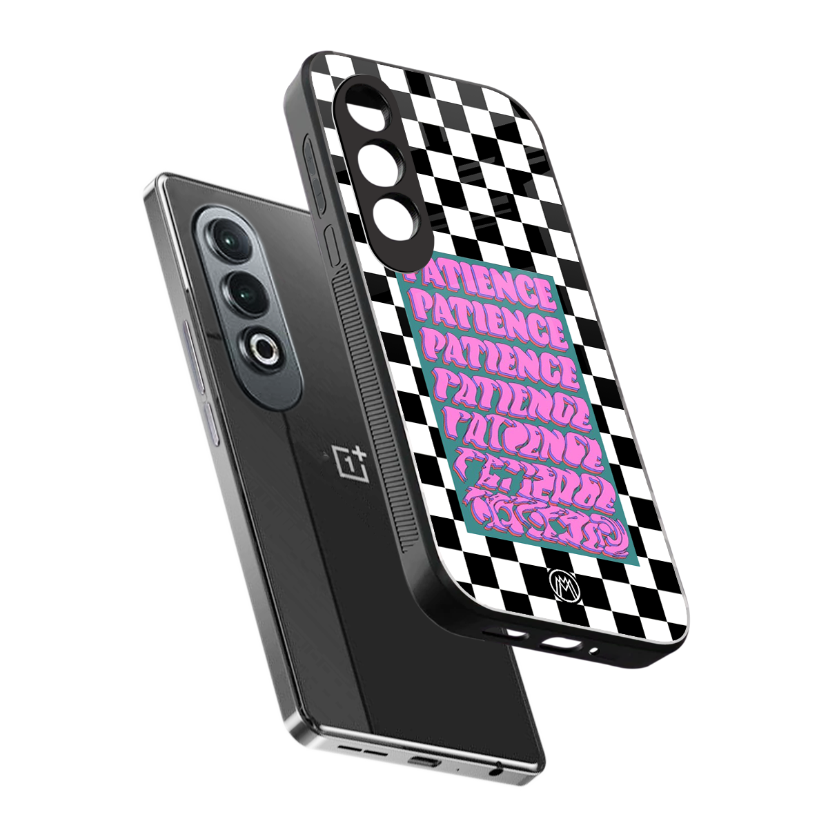 patience checkered back phone cover | glass case for oneplus nord ce 4
