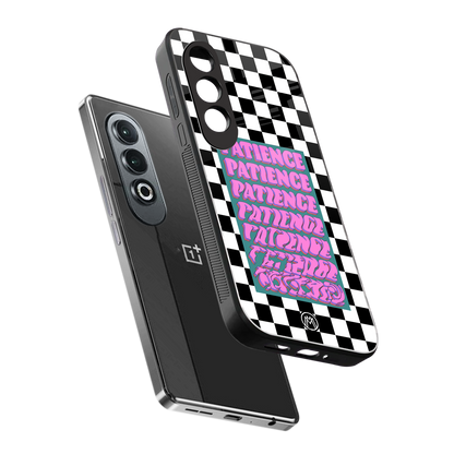 patience checkered back phone cover | glass case for oneplus nord ce 4