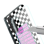 patience checkered back phone cover | glass case for oneplus nord ce 4