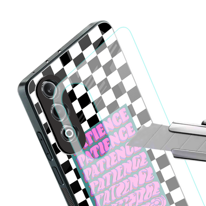 patience checkered back phone cover | glass case for oneplus nord ce 4